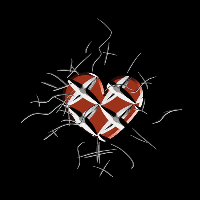 red heart trapped pattern symbol
