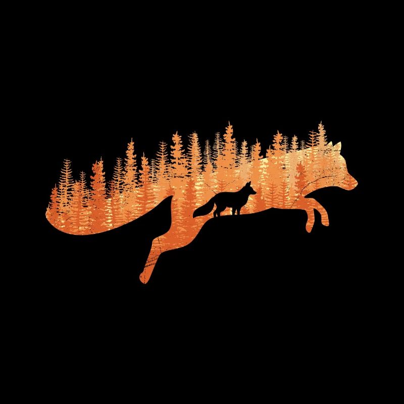 Fox Silhouette Fox Forest Hunter