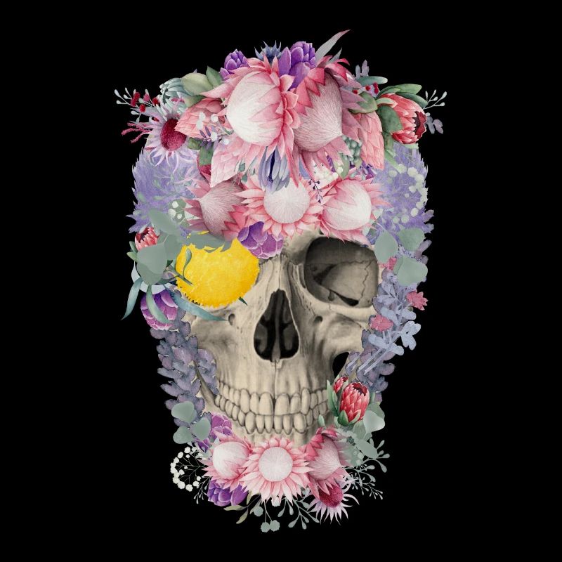 Totenkopf mit Blumen