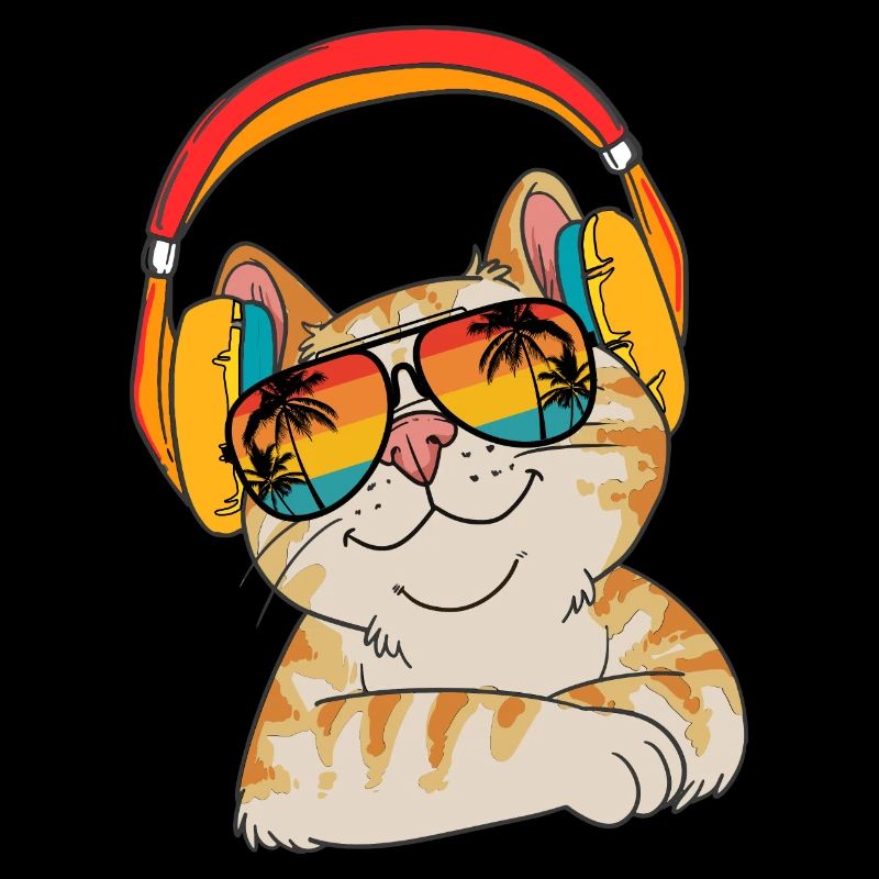 Chat-ami Chat Face avec écouteurs