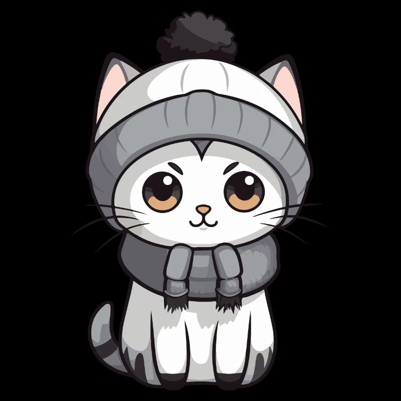 Katze Winter Tier Niedlich Comic