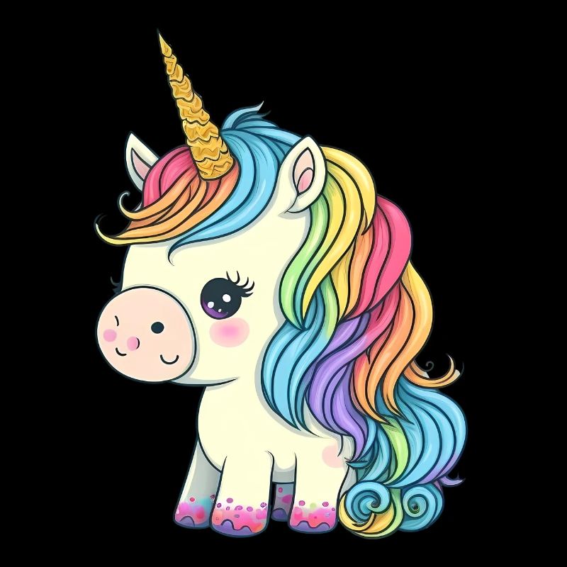 00246 süßes Baby Einhorn mit Regenbogenmähne