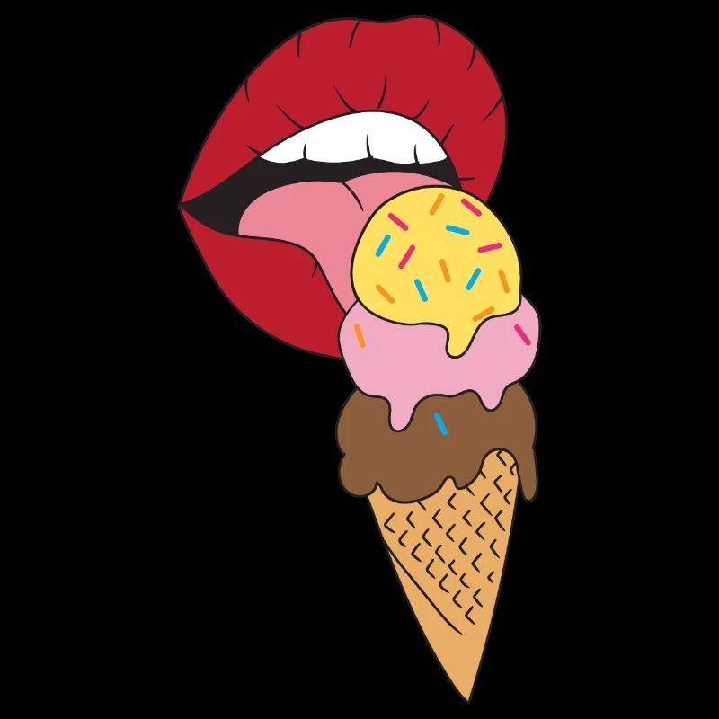 Rote Lippen die Eis schlecken Eiscreme