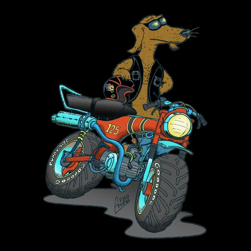 Daxhond und sein Motorrad