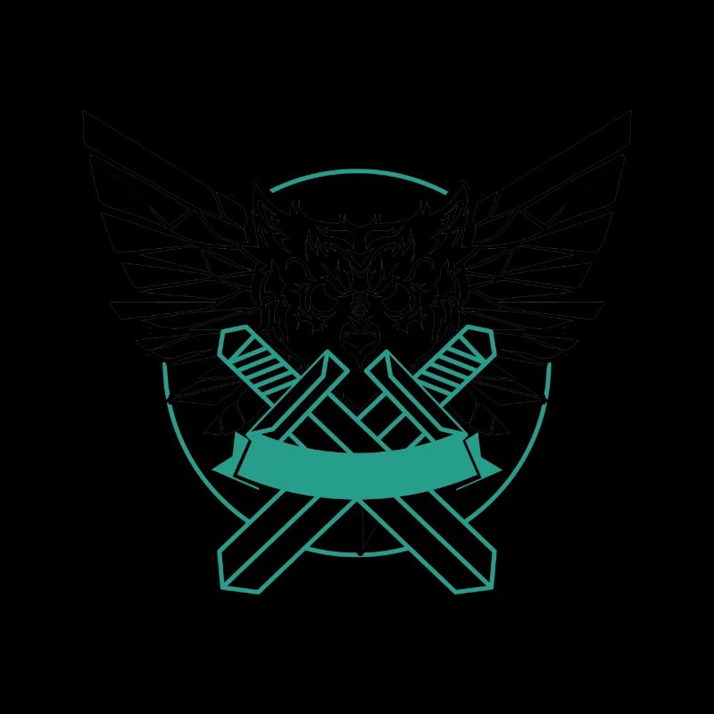 Eule mit zwei gekreuzten Schwertern Geschenk Idee