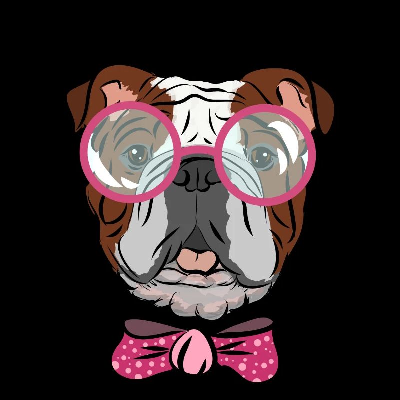 Bouledogue avec lunettes et boucle, idée cadeau