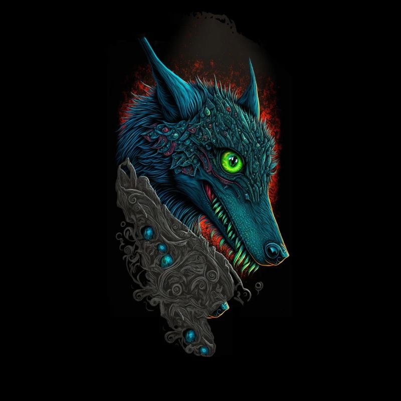 Blauer Gothic Wolf