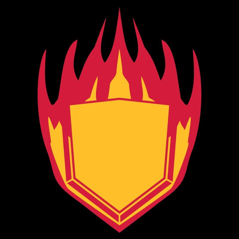 hot fire flames angular shield emblem emblem frame