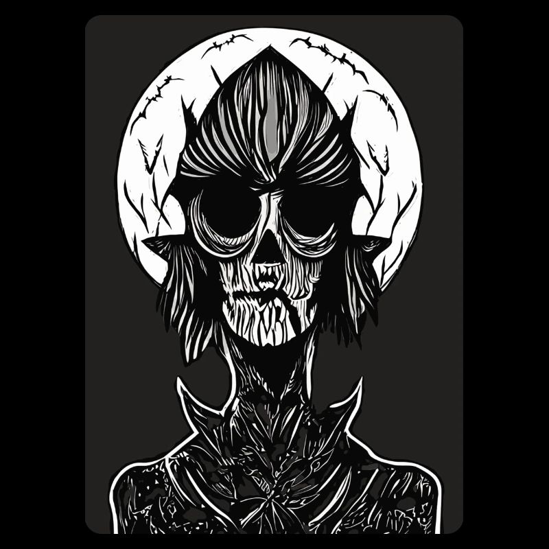 Scary Black and White Dracula with Empty Eyes