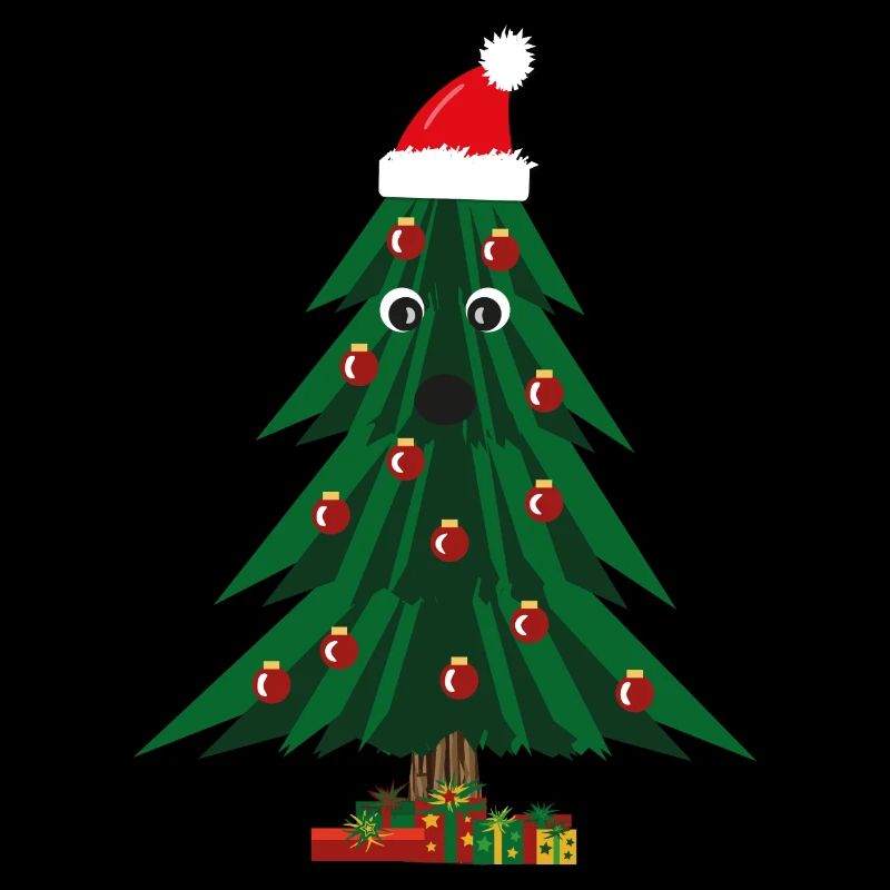 Süßer Weihnachtsbaum mit Weihnachtsmütze in rot.