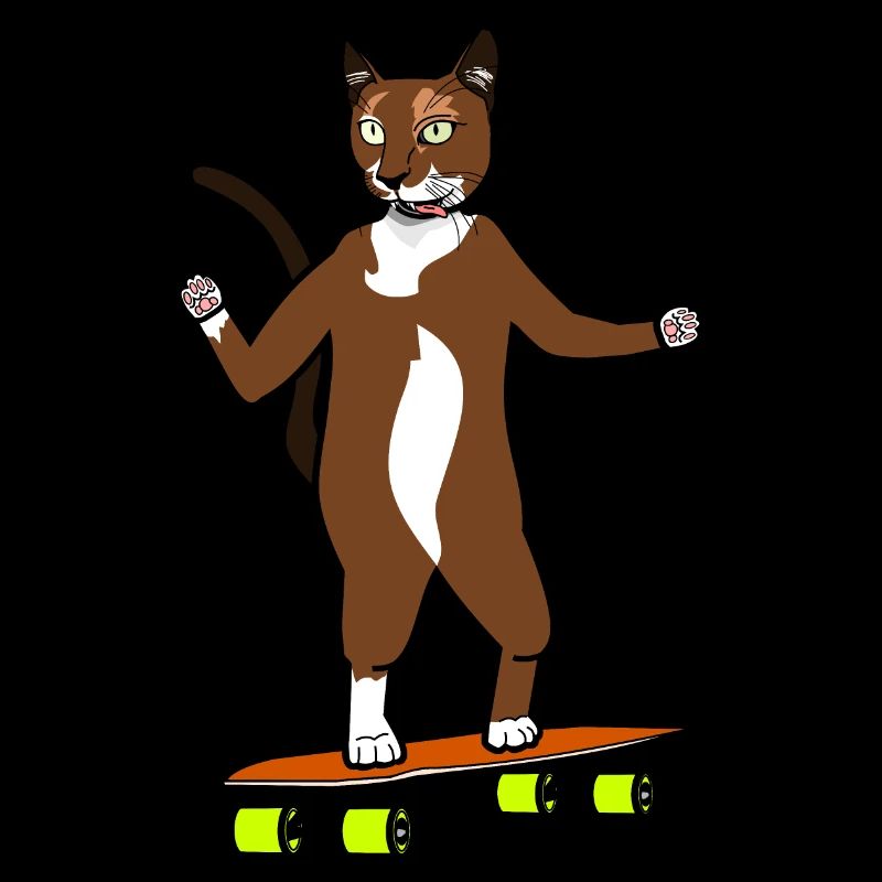 Longboard Cat Crazy Skating Cat Skateboard