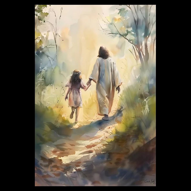 Jesus mit einem Mädchen, Kommunionsgeschenk,