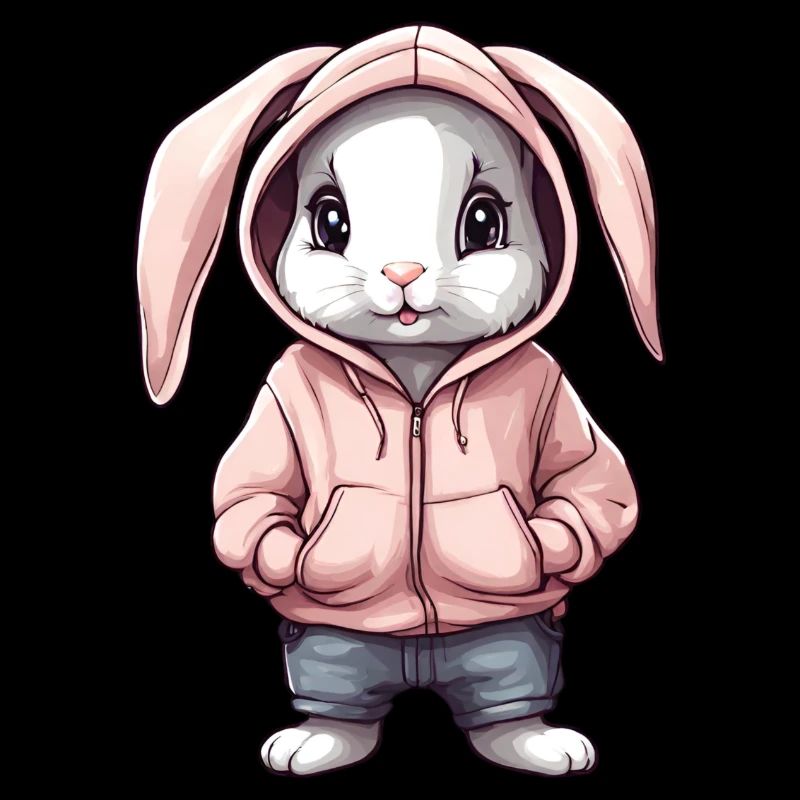 Lapin mignon avec pull hoddie