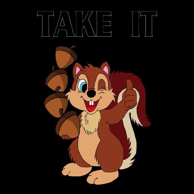 TAKE IT lettering with squirrels