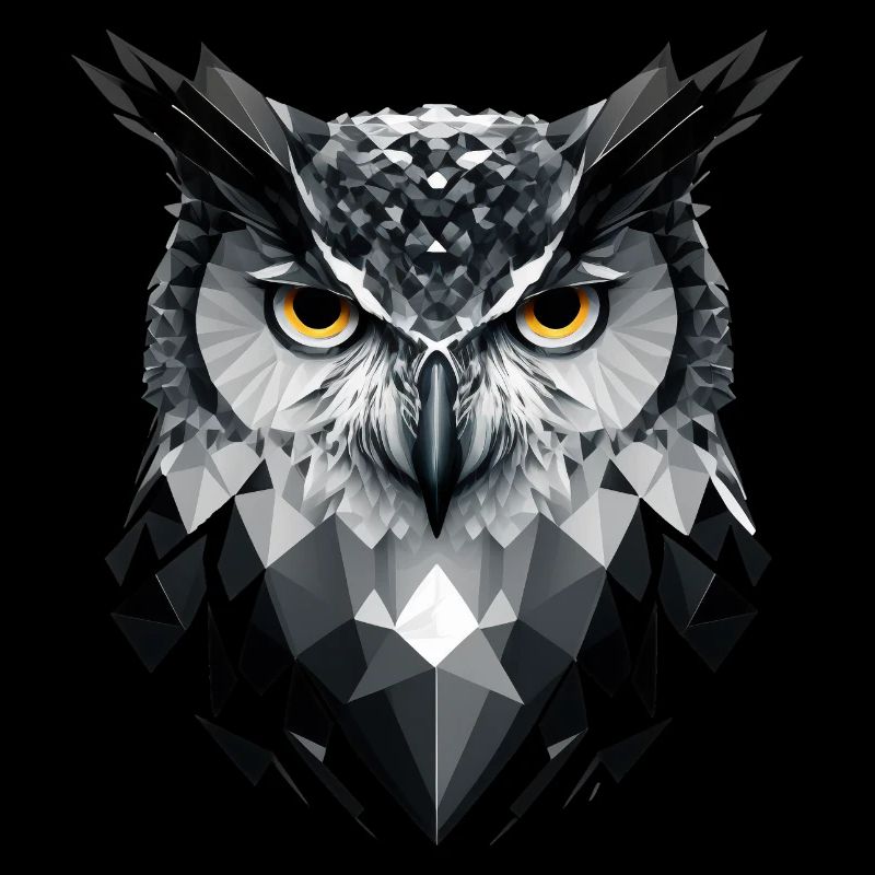 Polygon-Eule in Schwarz-Weiß – Vogelkunst