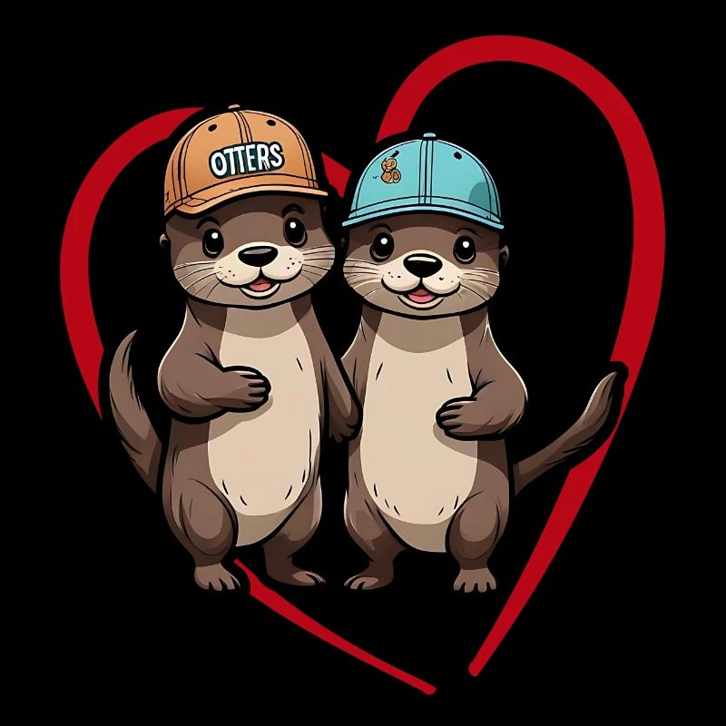 Two Cute Otter Buddies Buddies Forever