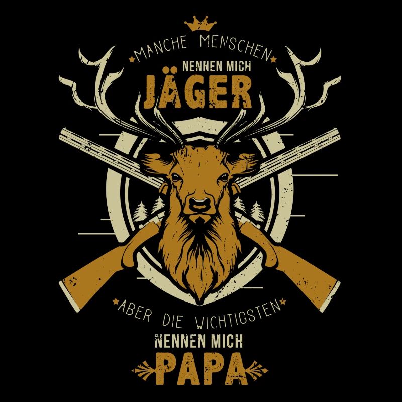 Jäger mit Hirsch und Gewehr - Jäger Papa