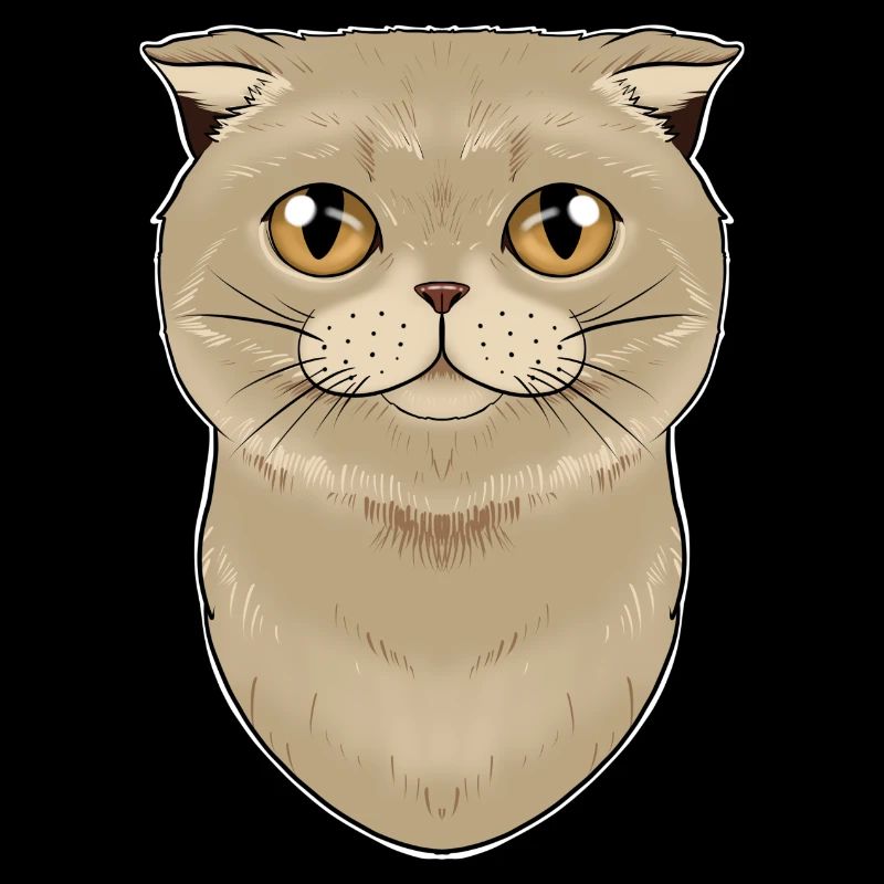 Cat Lover I Cat Face I Scottish Fold Cat