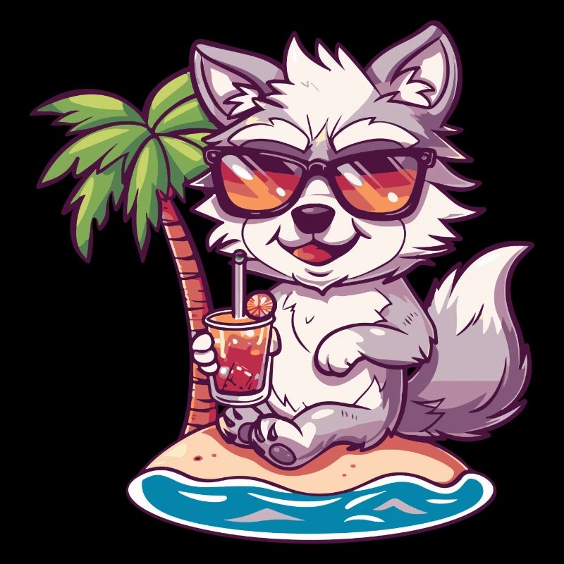 Wolf Sommer Strand Comic