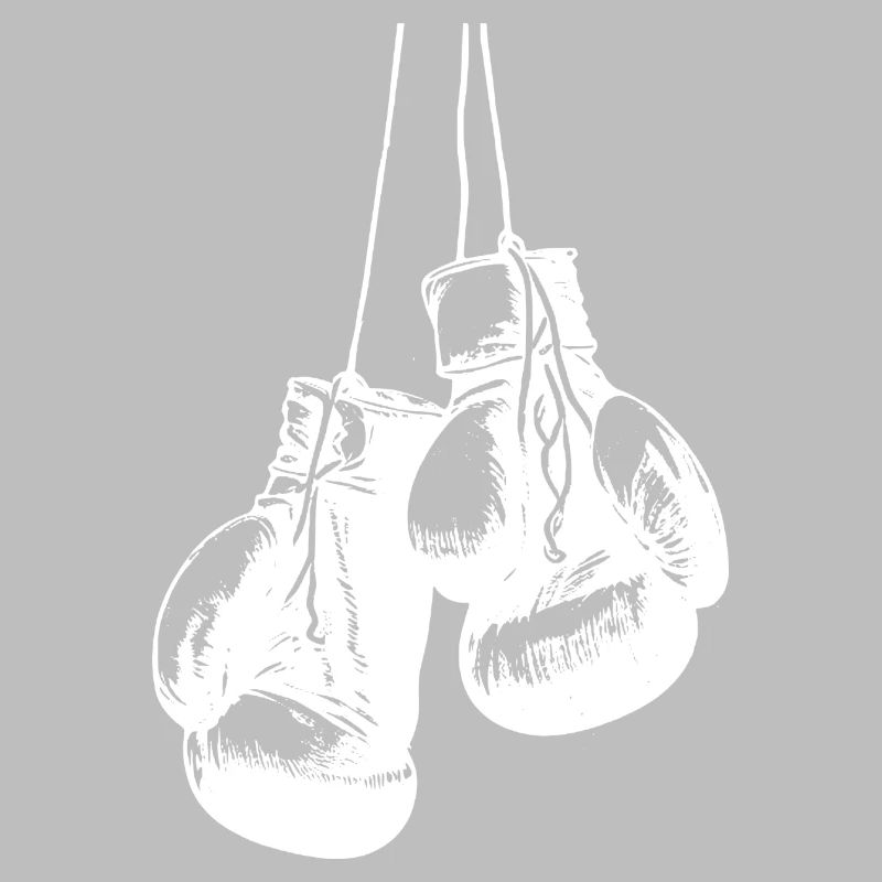 Conception de gants de boxe blancs suspendus. Conception de logo