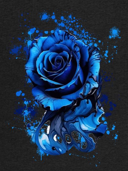 Blå rose, bølge, blæk, maleri, akvarel, rose