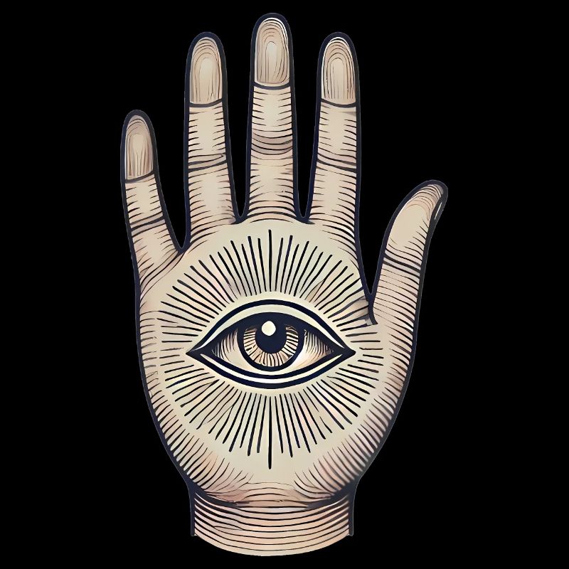 Oeil dans la main symbole mystique Design