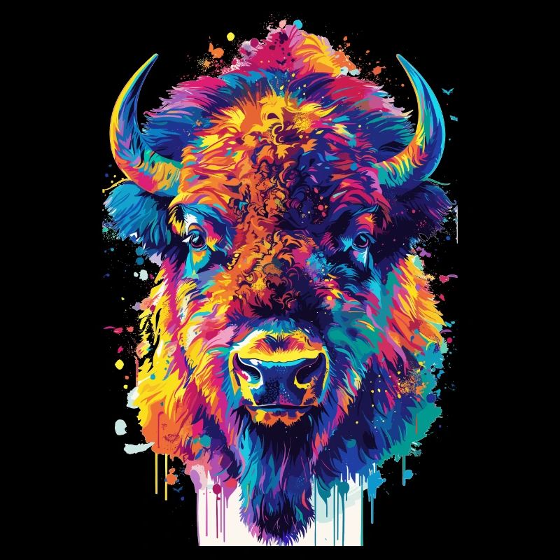 Bunter Bison Abstrakte Tierkunst Wildnis