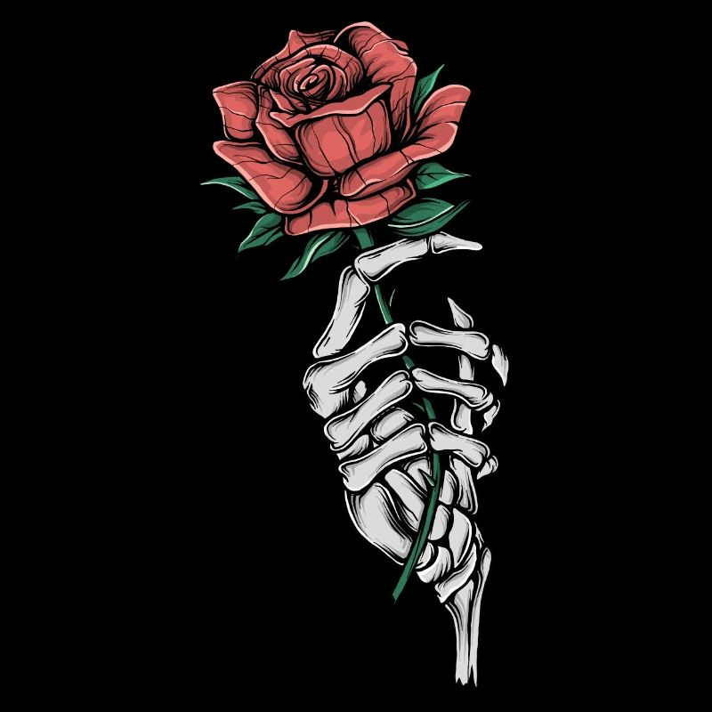 Bone hand with rose