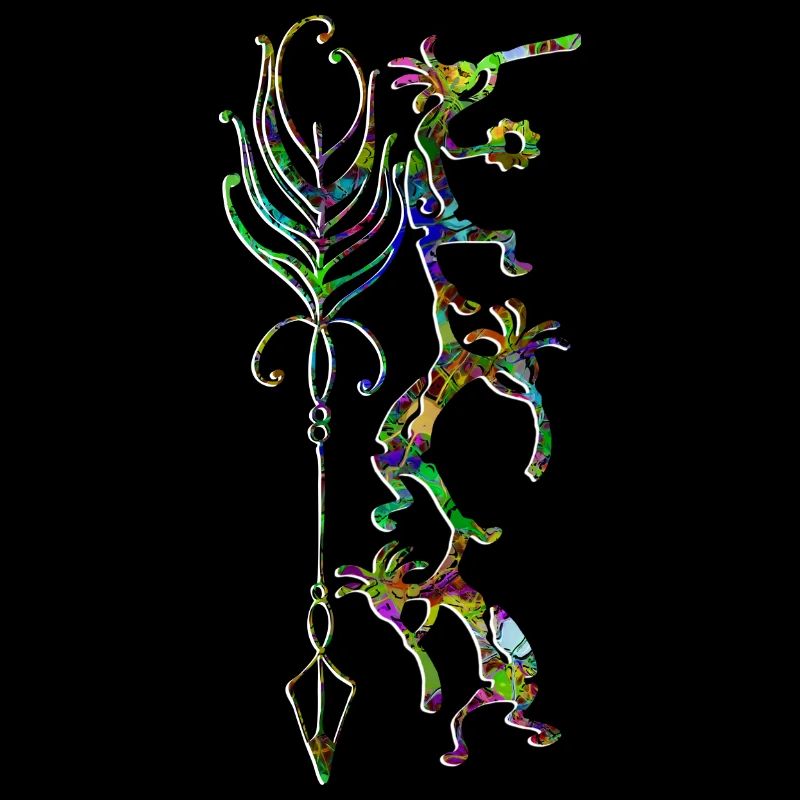 Kokopelli Musician Acrobats - Boho Feather 2