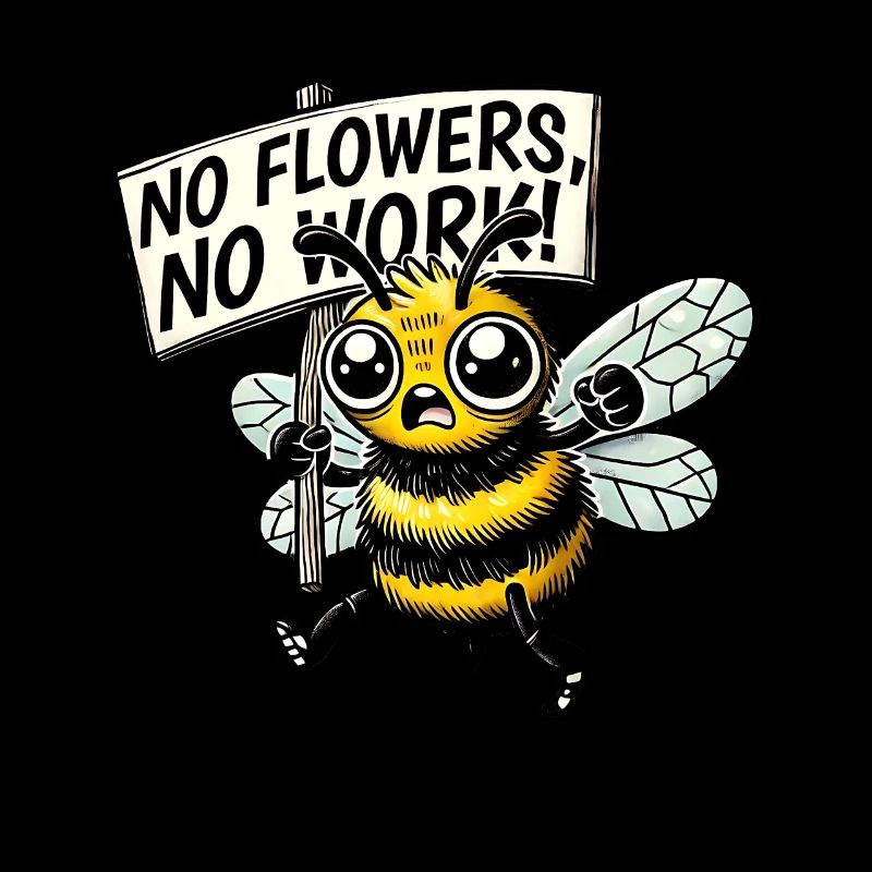 Abeille de protestation Pas de fleurs pas de travail Design