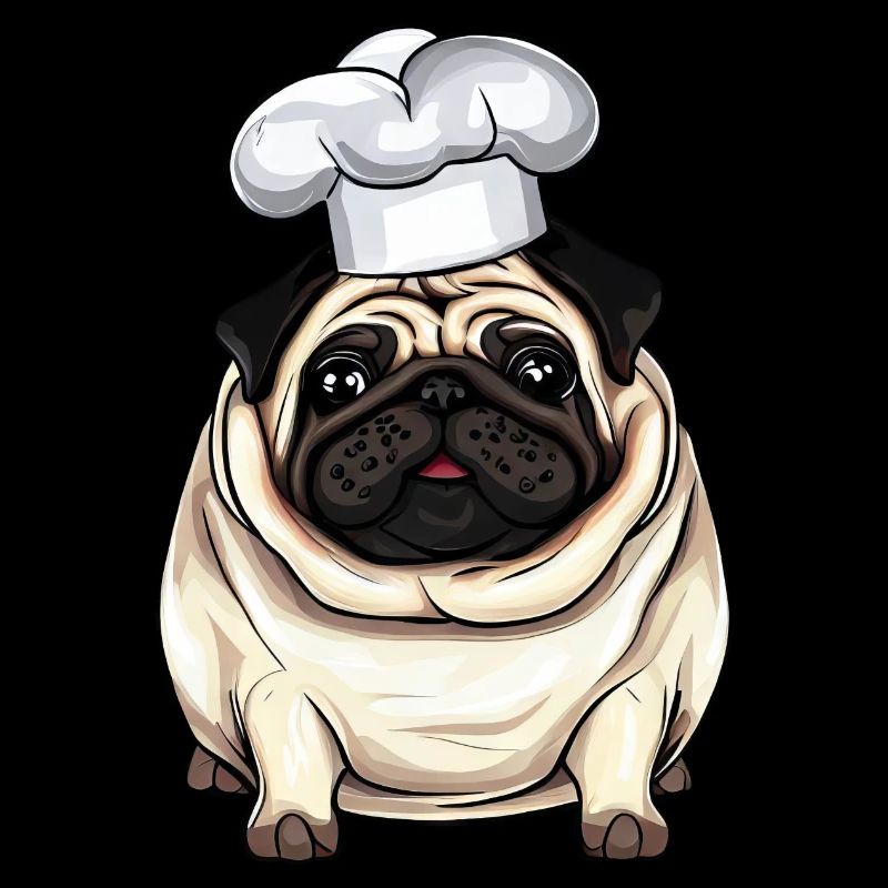 Carlin de cuisine, conception créative de chien