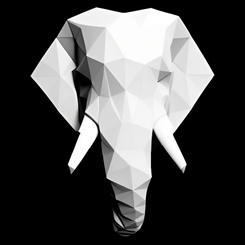 Polygon Design Elefant Tierkopf schwarz weiß