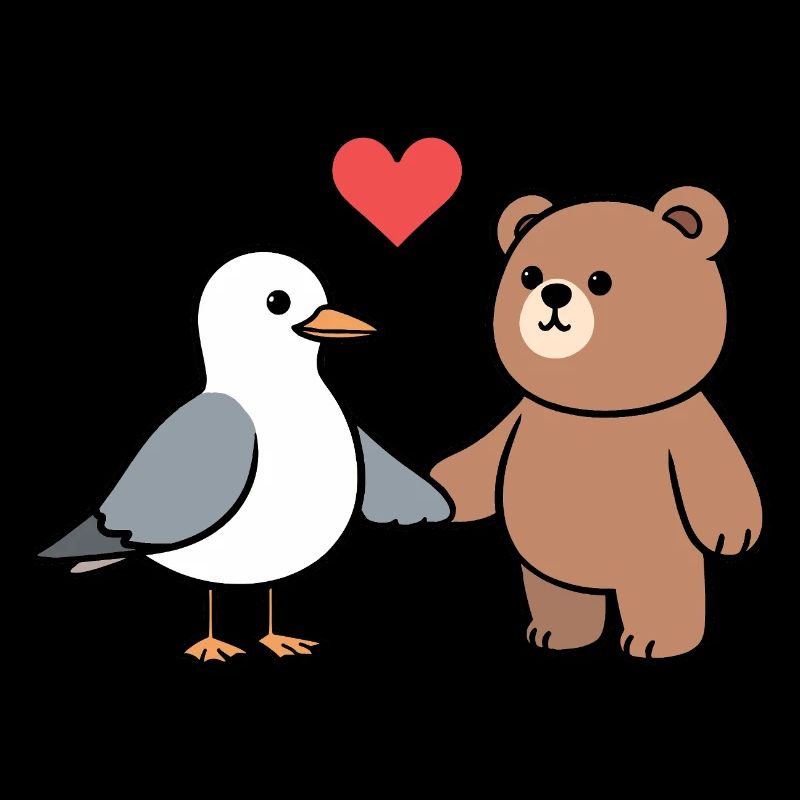 Möwe Braun Bär Freundschaft Liebe Herz Hände halte