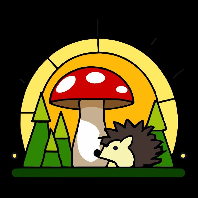 Little hedgehog under a fly agaric
