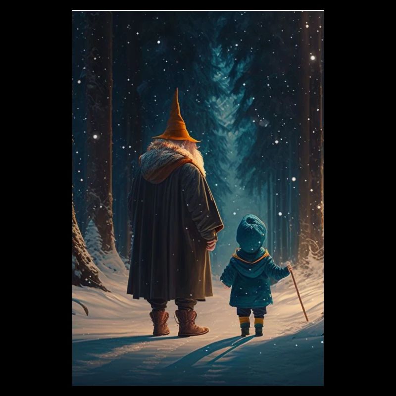 Kind mit Zauberer im Verschneiten Wald Phone Case