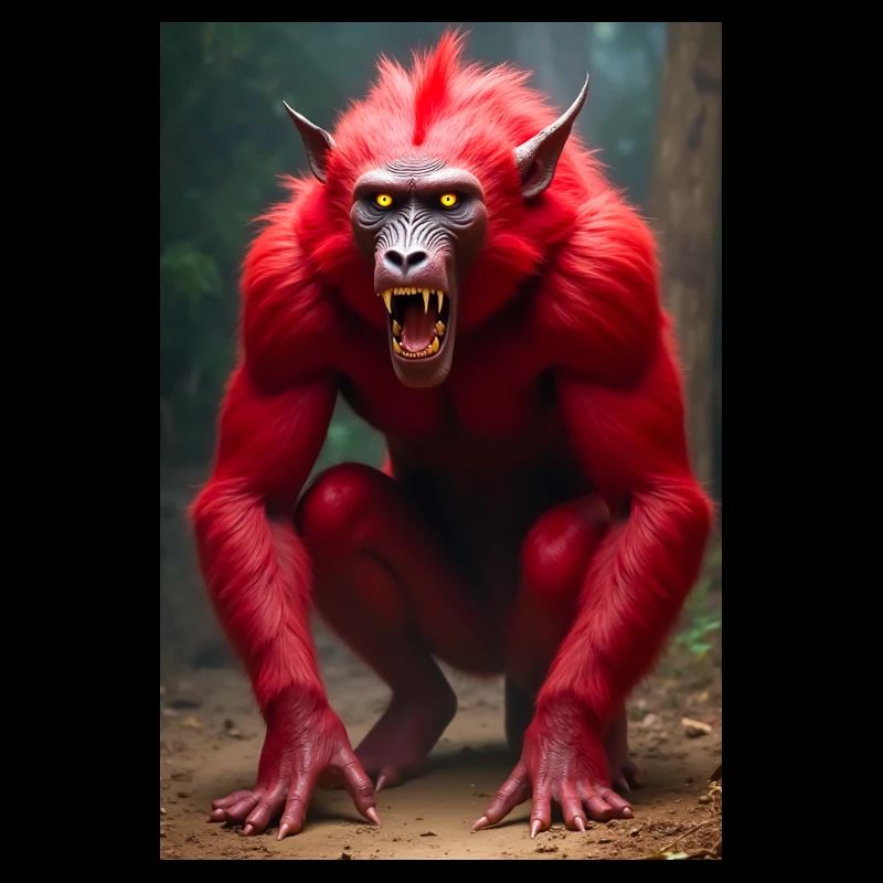 Abi, mysterious god of judgment, standing in a gra
