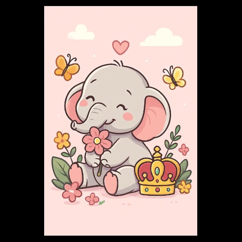 Pastel Elephant Crowned