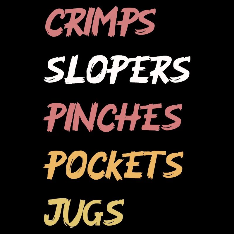 Bulleted climbing holds retro colors lettering