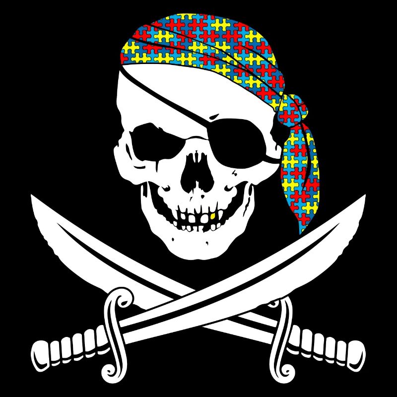 Arrr ! Pièce de puzzle de sensibilisation à l’autisme de crâne de pirate