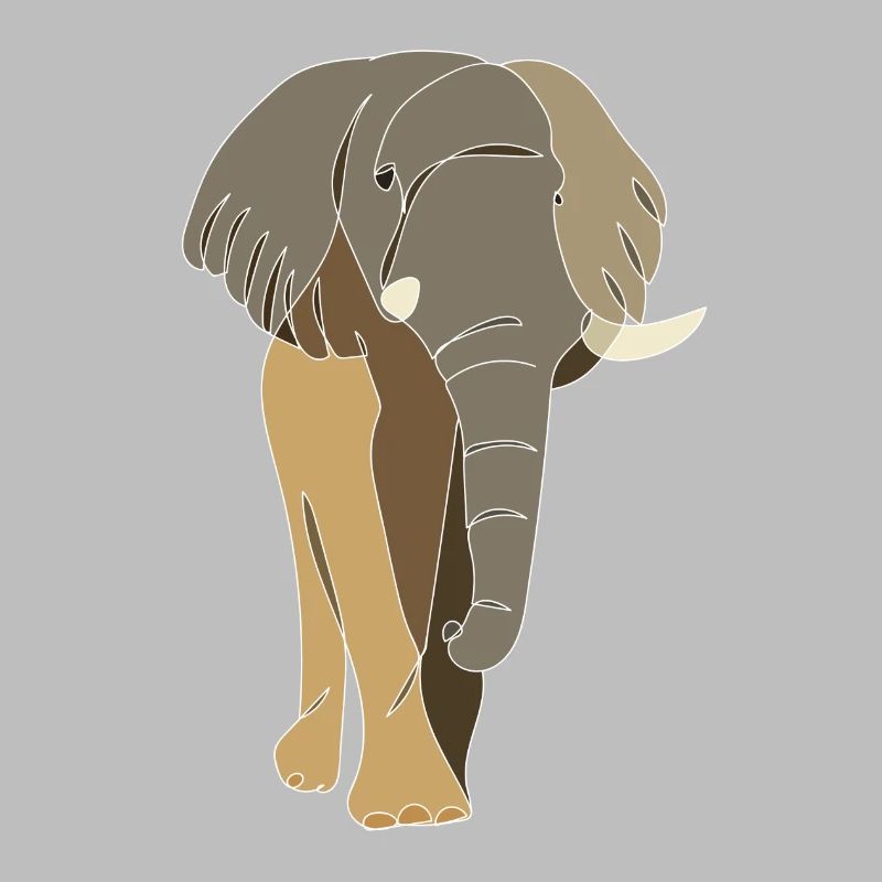 Lineart elephant, colored