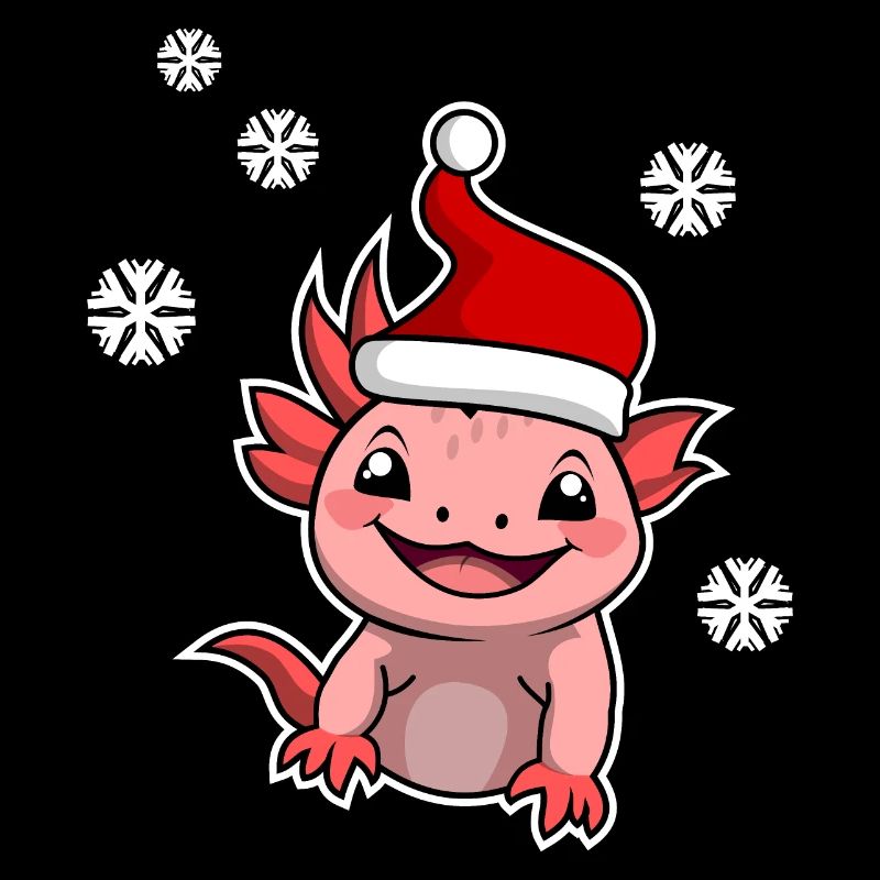 Noël bébé axolotl avec flocons de neige
