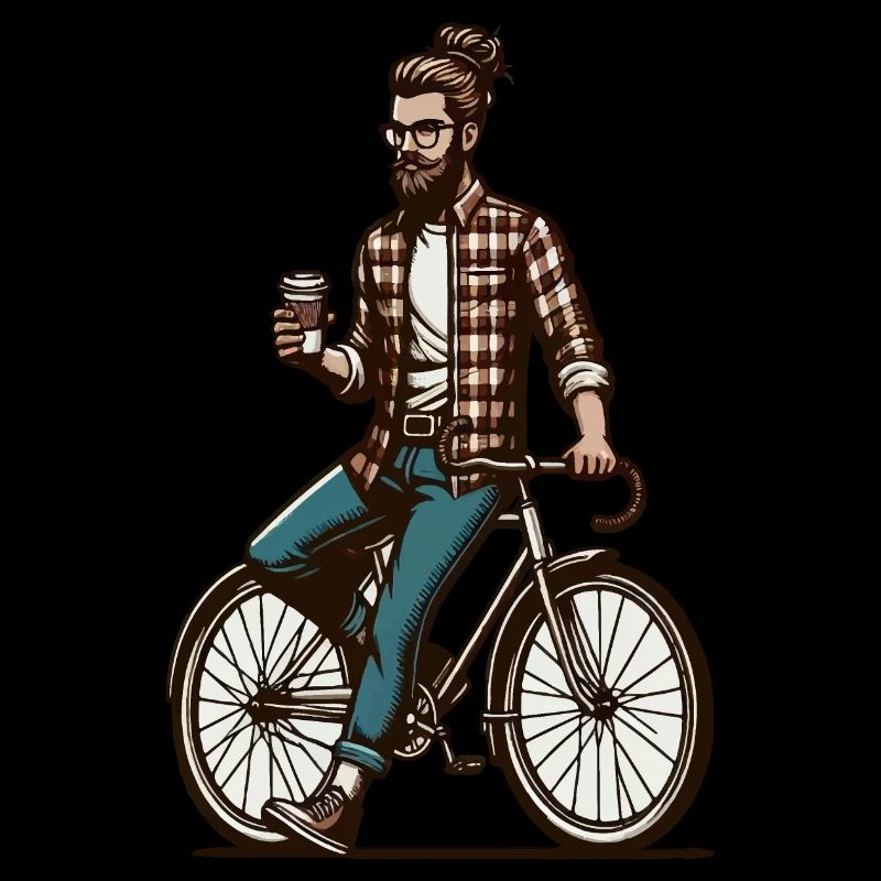 Man on a bicycle with coffee