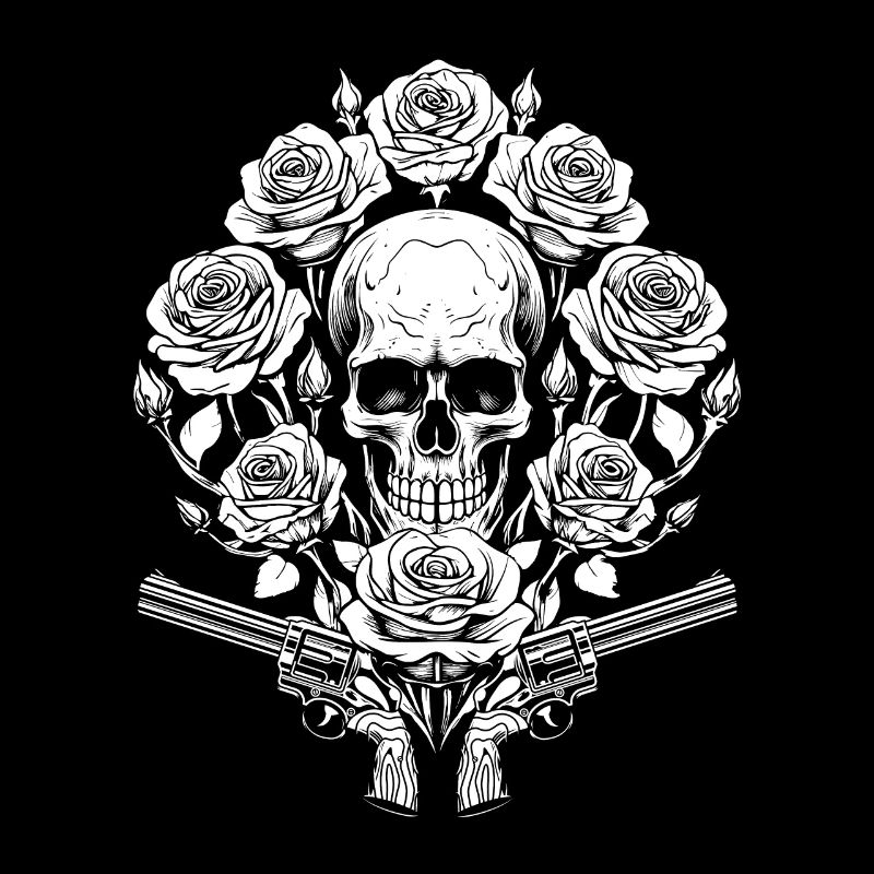 80s Rock Roses Skull Rose Skull Rifles