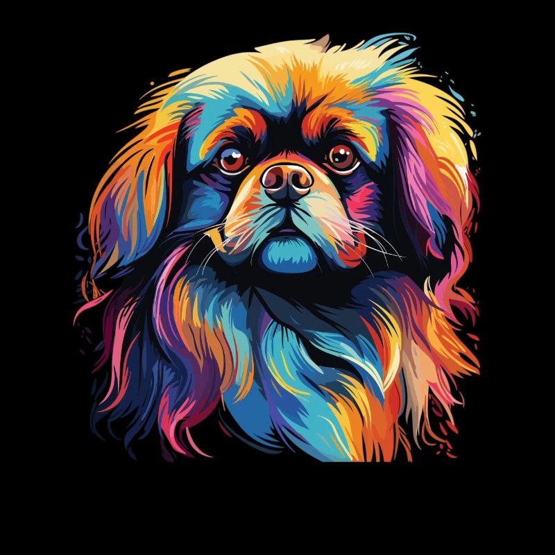 Wasserfarben Farbenfroher Pekingese