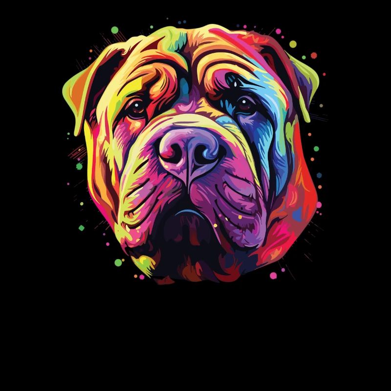 Wasserfarben Farbenfroher Chinese Shar Pei