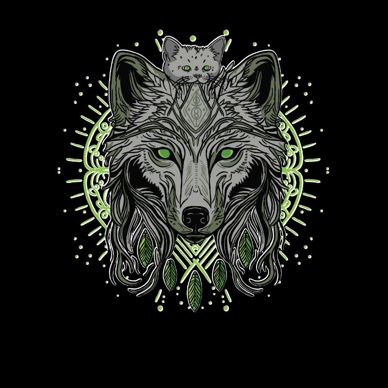 Wolf Wolf and a Cat