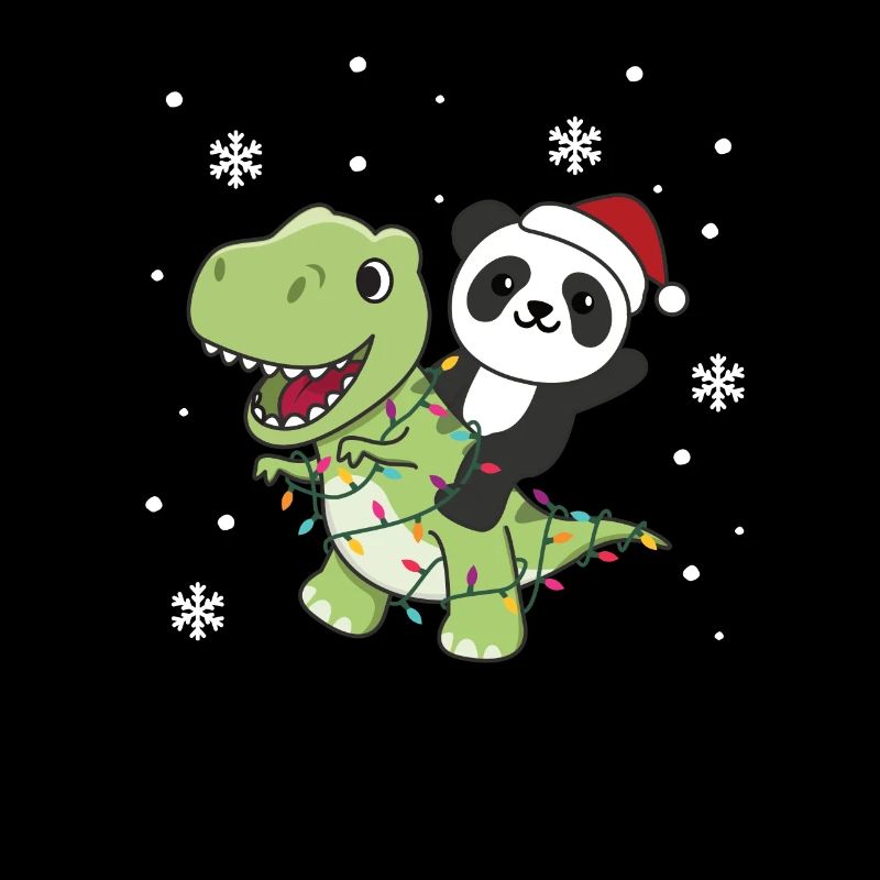 Panda Trex Noël Neige Hiver Animaux