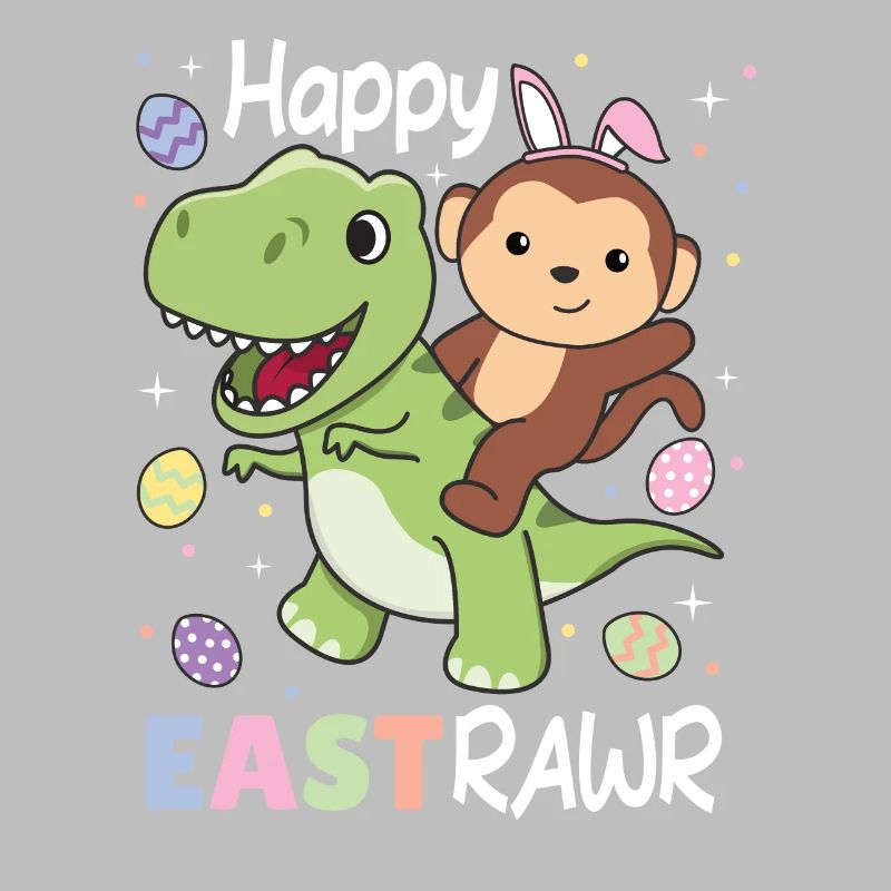 Monkey with T-Rex Easter Estrawr Easter pun