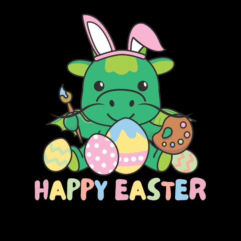 joyeuse Pâques doux dragon Pâques avec œufs de Pâques
