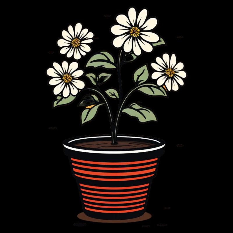 Pot de fleurs mignon style fleurs blanches